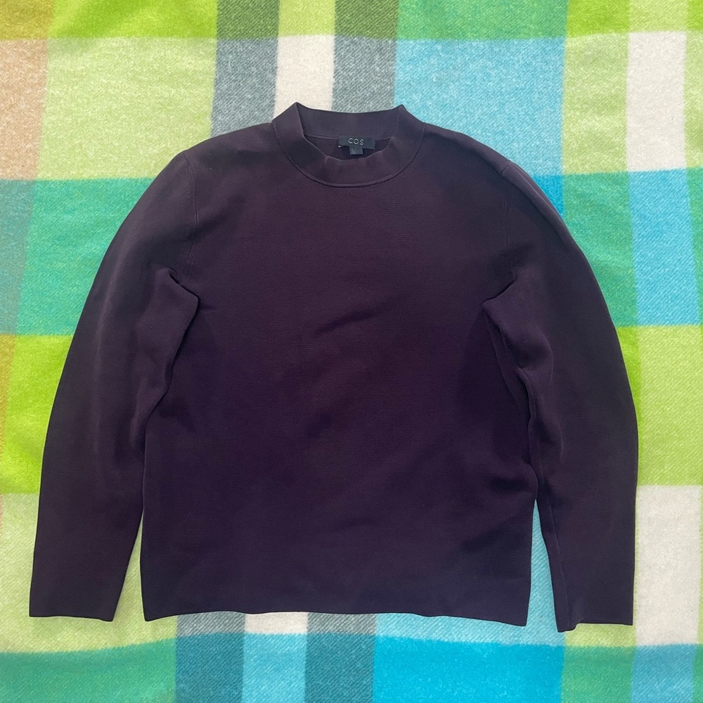 COS Mock Neck Purple Sweater